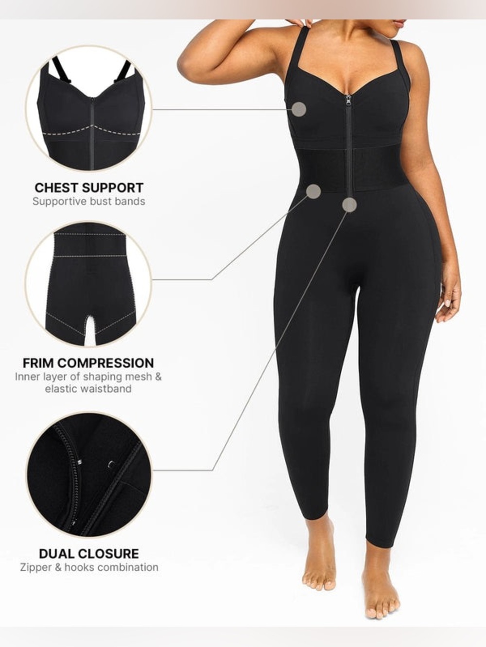 SHAPELLX Black Shapewear Jumpsuit Bodysuit Size M NWT Compression body-shaping - Picture 16 of 16
